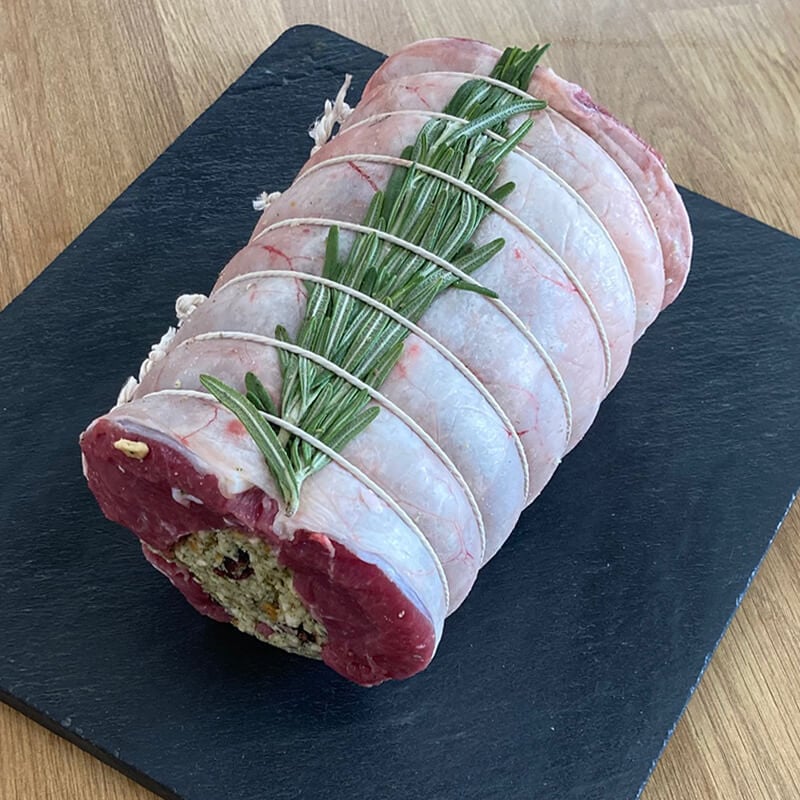 Stuffed and rolled saddle of lamb